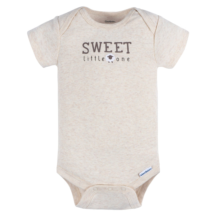 Gerber 3-Pack Baby Neutral Sweet Short Sleeve Onesies, 3-6 Months (445788 N02 NB3 3/6)