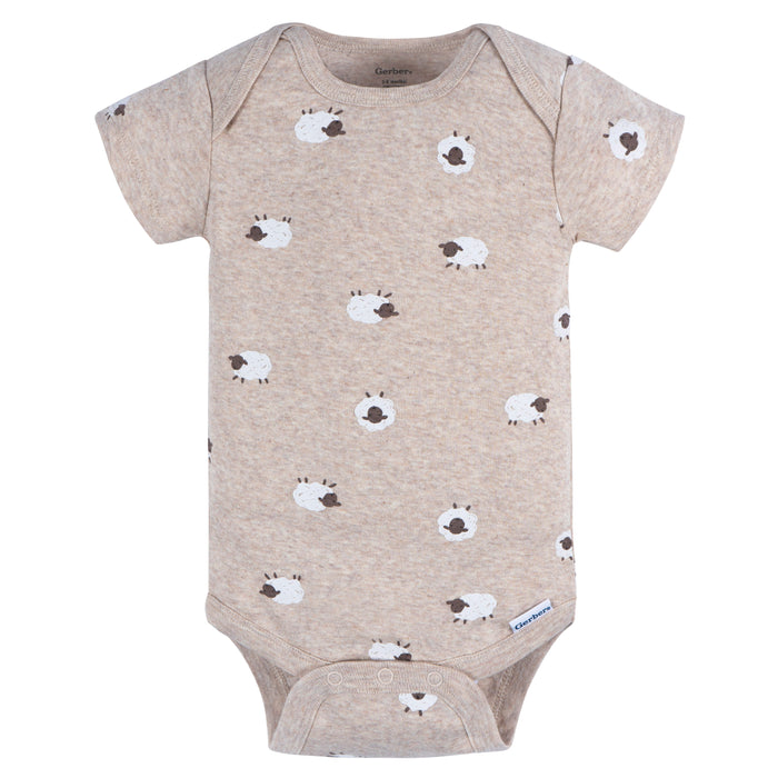 Gerber 3-Pack Baby Neutral Sweet Short Sleeve Onesies, 6-9 Months (445788 N02 NB3 6/9)