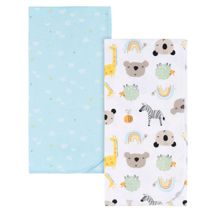 Gerber 2-Pack Neutral Little Animals Flannel Receiving Blankets, One Size (470801 N01 OSZ)