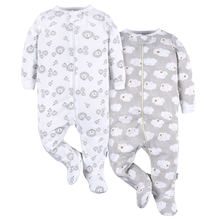 Gerber 2-Pack Baby Boys Sheep Sleep n Play Pajamas, 6-9 Months (473035 N02 NB5 6/9)