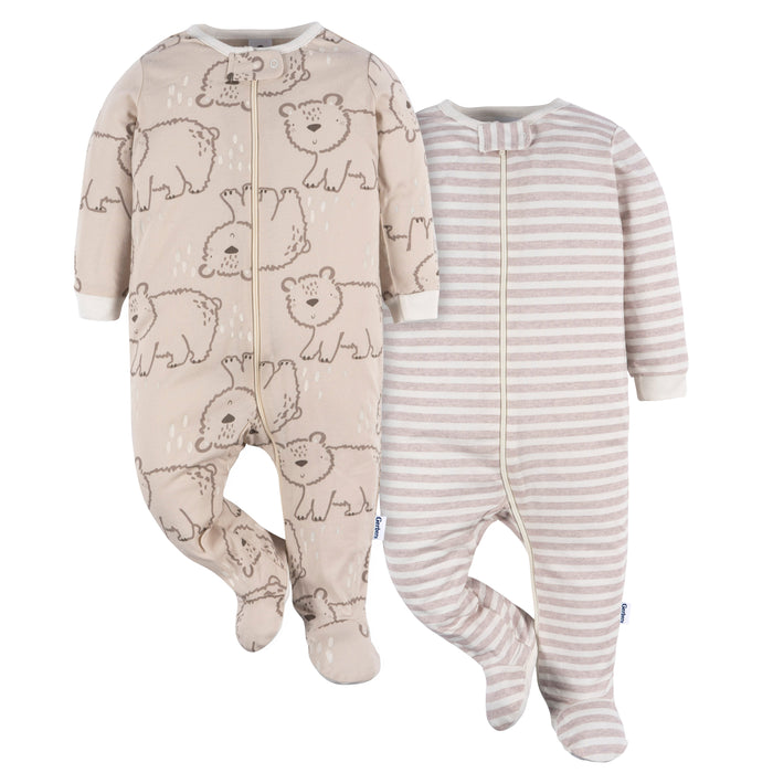 Gerber 2-Pack Baby Boys Safari Sleep n Play Pajamas, 6-9 Months (473035 N04 NB5 6/9)