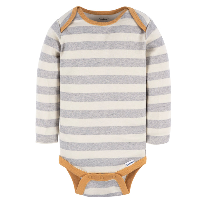 Gerber 2-Pack Baby Boys Safari Long Sleeve Onesies Bodysuits, 3-6 Months (472705 B01 NB5 3/6)
