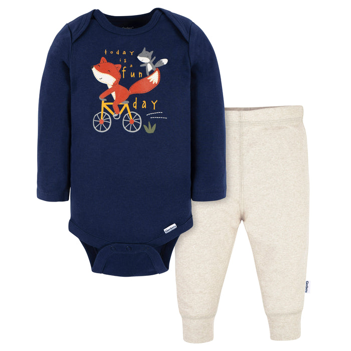 Gerber 2-Piece Baby Boy Fox Onesie & Pants Set, 6-9 Months (471845 B03 NB5 6/9)