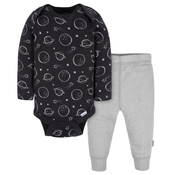 Gerber 2-Piece Baby Boy Space Onesie & Pants Set, 3-6 Months (471845 B04 NB5 3/6)