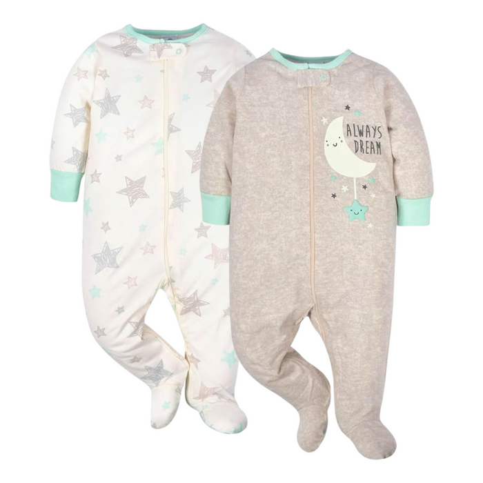 Gerber 2-Pack Baby & Toddler Boys Moon & Stars Pajamas, 3-6 Months (439941 N01 3/6)