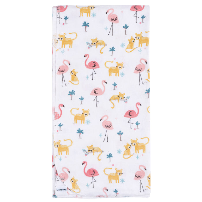Gerber Baby Girls' 4-Pack Flannel Blankets - Animal Geo Girl (469211 G01 OSZ)