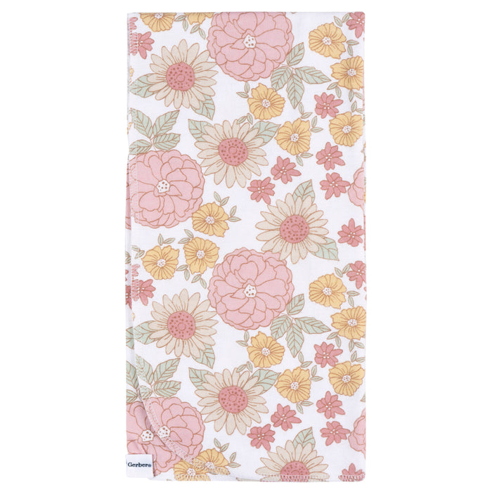 Gerber Baby Girls' 4-Pack Flannel Blankets - Retro Floral (469211 G03 OSZ)