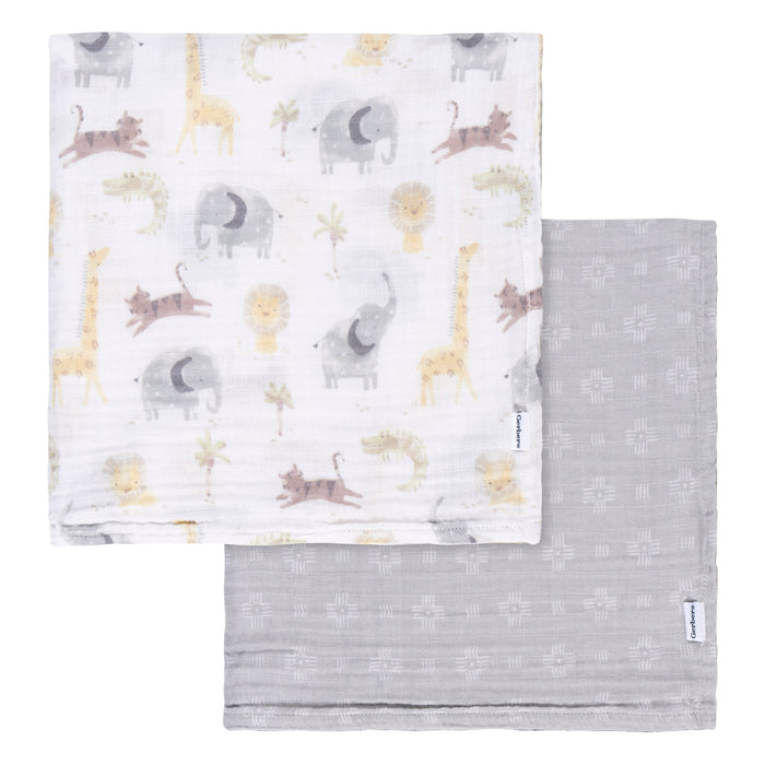 Gerber 2-Pack Neutral Muslin Blankets - Animals (469141 N03 OSZ)
