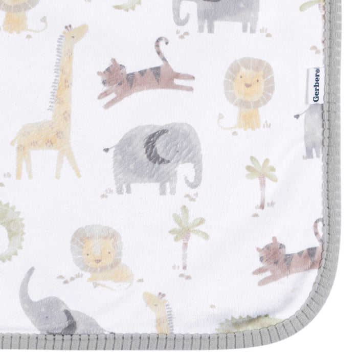 Gerber Plush Neutral Baby Blanket Animals + Geos (468791 N03 OSZ)