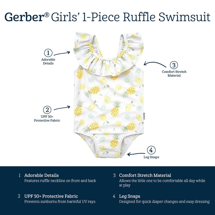 Gerber Baby Girls Pineapples One-Piece Swimsuit, 0 - 3 Months (437536 G01 0/3 NB4)