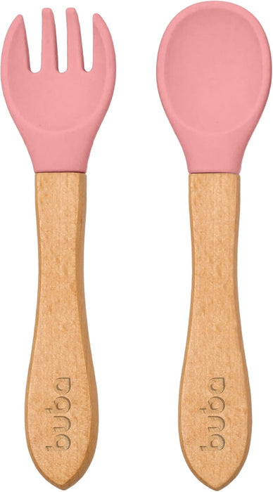 Buba Silicone and Bamboo Cutlery Set - Pink - Preggy Plus