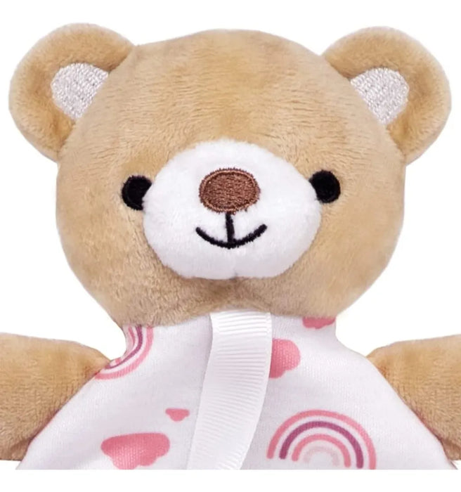 Buba Teddy Bear Blanket with Pacifier Clip - Pink - Preggy Plus