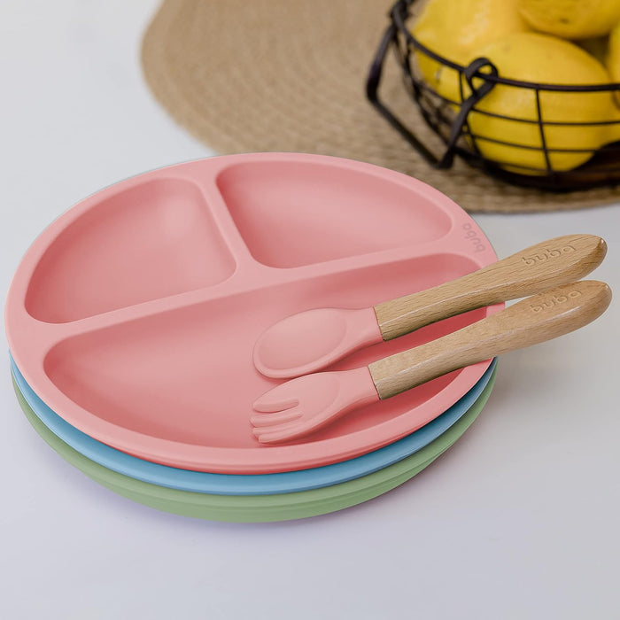 Buba Silicone and Bamboo Cutlery Set - Pink - Preggy Plus