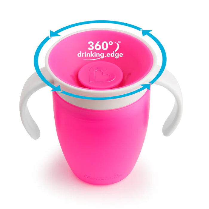 Munchkin Miracle® 360° 7oz Trainer Cup w/ Lid - Pink - Preggy Plus