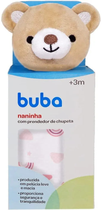 Buba Teddy Bear Blanket with Pacifier Clip - Pink - Preggy Plus