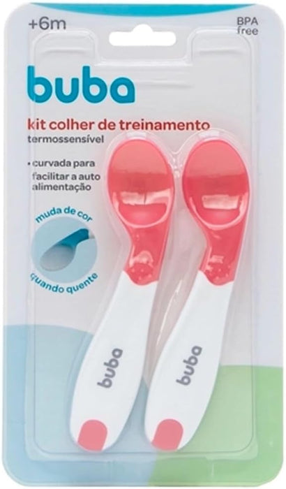 Buba 2-Pack Heat-Sensitive  Training Spoons - Pink - Preggy Plus
