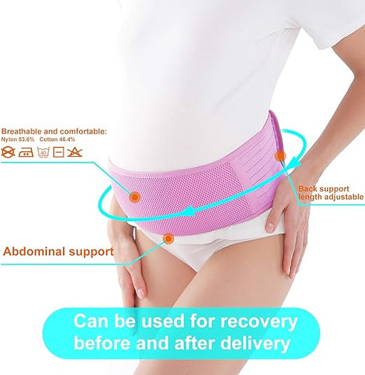 Pregnancy and Postpartum Support Belt, Pink, One-Size (S,M,L,XL) - Preggy Plus