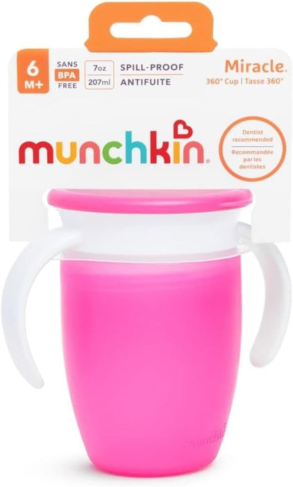 Munchkin Miracle® 360° 7oz Trainer Cup w/ Lid - Pink - Preggy Plus