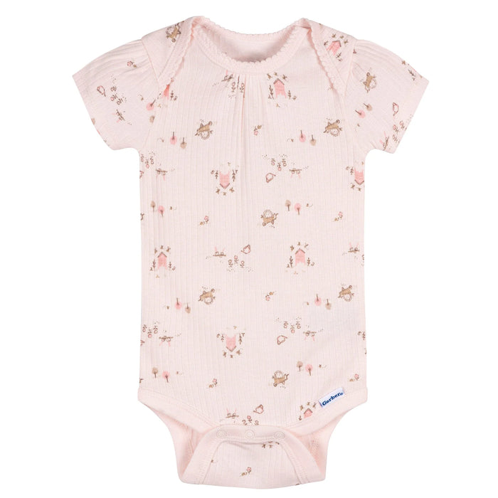 Gerber 3-Piece Baby Pink Garden Onesie Set, 0-3 Months (645915 G01 NB2 0-3M) - Preggy Plus