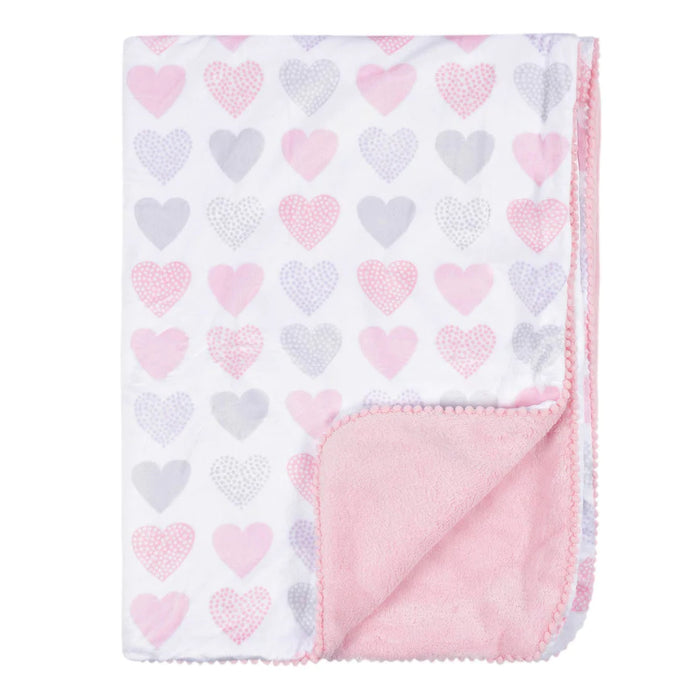 Gerber Plush Baby Blanket Pink Hearts (4858611DA GR2 OSZ) - Preggy Plus