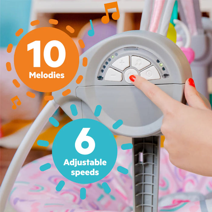 Bright Starts Playful Paradise Portable Compact Baby Swing, Pink