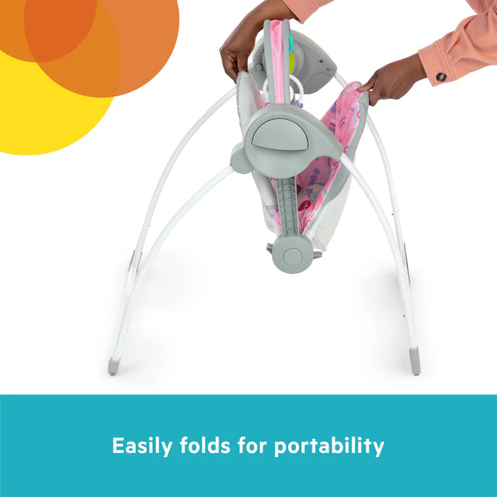 Bright Starts Playful Paradise Portable Compact Baby Swing, Pink