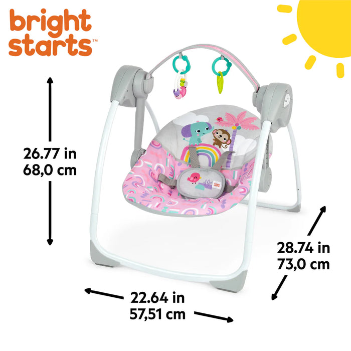 Bright Starts Playful Paradise Portable Compact Baby Swing, Pink