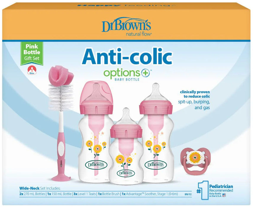 Dr. Brown's Options+ Wide Neck Gift Set Pink - Preggy Plus