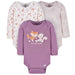 Gerber 3-Pack Baby Girls Purple Woodland Long Sleeve Onesies® Bodysuits, 0-3 Months (342306Y G01 NB3 0/3) - Preggy Plus