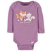 Gerber 3-Pack Baby Girls Purple Woodland Long Sleeve Onesies® Bodysuits, 3-6 Months (342306Y G01 NB3 3/6) - Preggy Plus