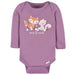 Gerber 3-Pack Baby Girls Purple Woodland Long Sleeve Onesies® Bodysuits, 12 Months (342306Y G01 NB3 12M) - Preggy Plus