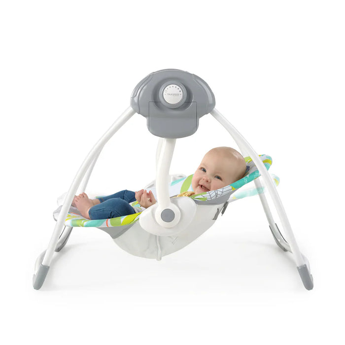 Bright Starts Rainforest Vibes 6-Speed Portable Automatic Baby Swing with Toy Bar