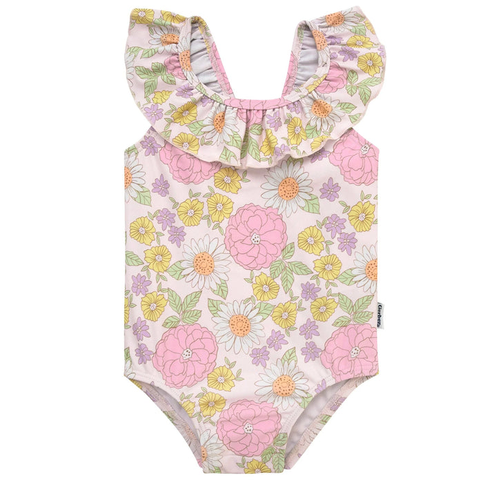 Gerber Baby Girls Retro Floral One-Piece Swimsuit, 6 - 9 Months (437536 G04 6/9 NB4)