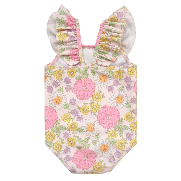 Gerber Baby Girls Retro Floral One-Piece Swimsuit, 3 - 6 Months (437536 G04 3/6 NB4)