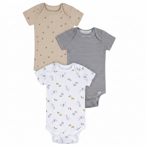 Gerber 3-Piece Baby Neutral Safari Onesie Set, Newborn (645835 N01 NB2) - Preggy Plus