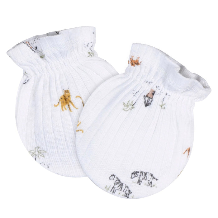 Gerber 4-Piece Baby Neutral Safari Cap and Mitten Set, 0-6 Months (645993 N01 0-6M) - Preggy Plus