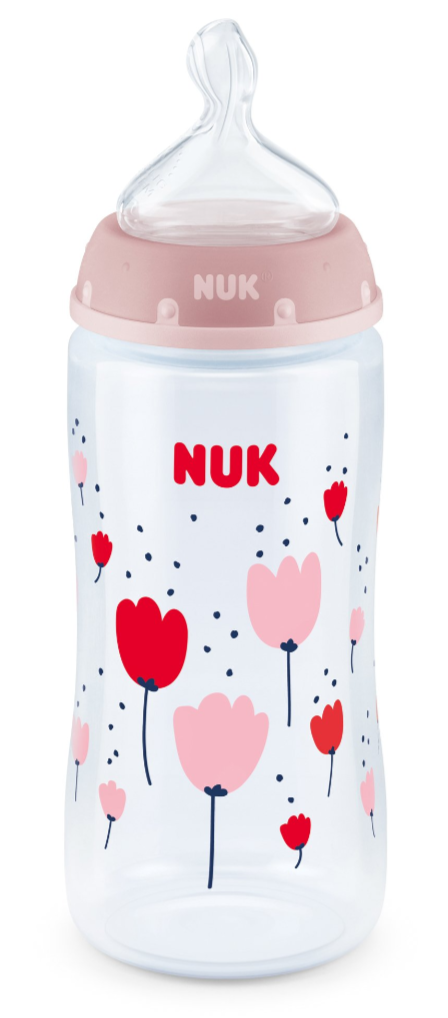 NUK® Smooth Flow™ Anti-Colic Bottle, 10 oz - Pink Flowers - Preggy Plus