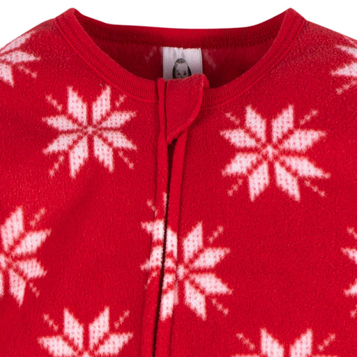 Gerber Baby & Toddler Neutral Red Snowflakes Footed Fleece Pajamas, 6-9 Months (581245 N08 NB4 6-9M) - Preggy Plus