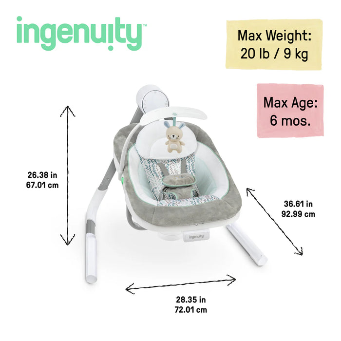 New & Assembled Ingenuity AnyWay Sway Multi-Direction Portable Baby Swing - Spruce