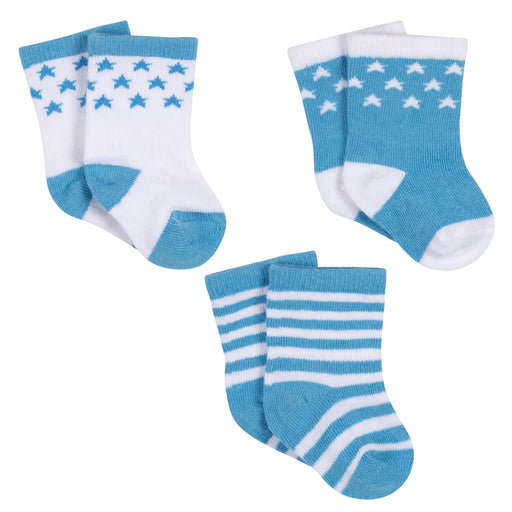 Gerber 3-Pack Baby Boys Boy Stars Jersey Crew Socks (219333458 BOY NB5) - Preggy Plus