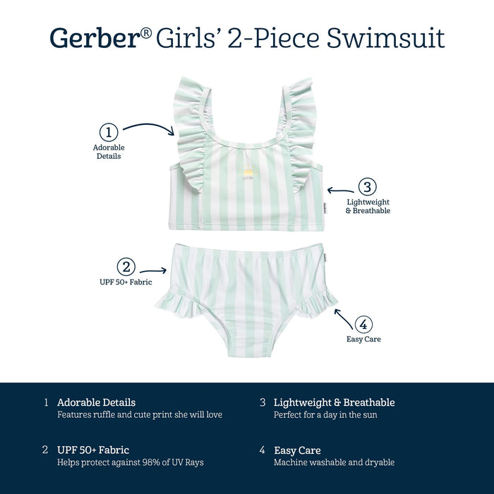 Gerber 2-Piece Toddler Girls Stripe Swimsuit Set, 4 Year Old (436596 G03 TD1 04T)
