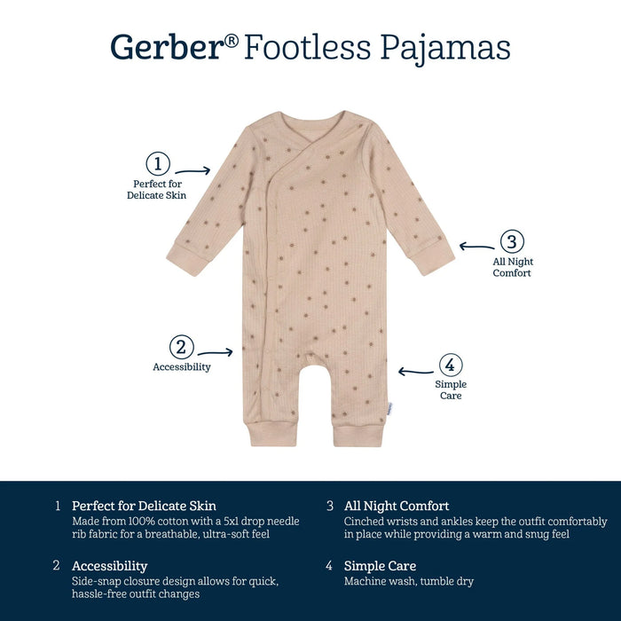 Gerber Baby Neutral Suns Footless Pajamas, Newborn (645315 N01 NB2) - Preggy Plus
