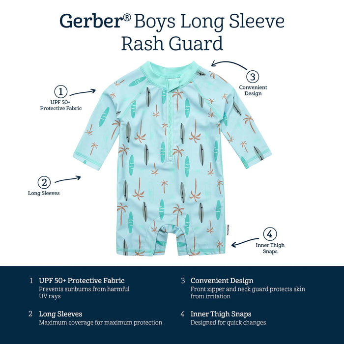 Gerber Baby Boys Surfboard Rash Guard, 0 - 3 Months (437236 B02 0/3 NB4)