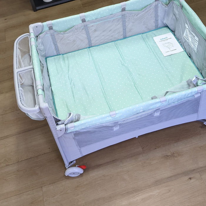 New, Assembled & Slightly Soiled Infanti Always Together Playard and Co-Sleeper, Mint - Preggy Plus