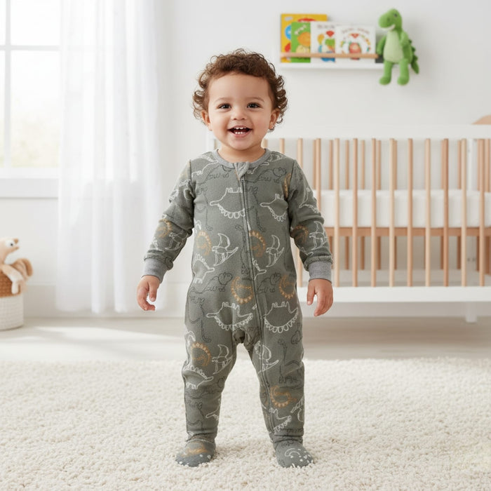 Gerber Baby Boys Dinosaur Footed Fleece Pajamas, 6-9 Months (581245 B05 NB4 6-9M) - Preggy Plus