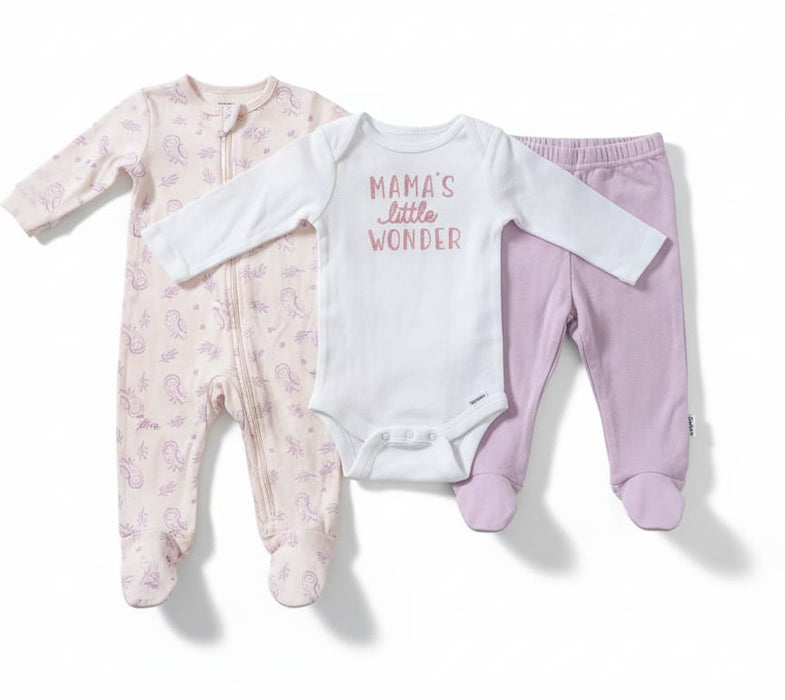 Gerber Baby Girls' Take-Me-Home 3 piece Set - Mama's Wonder, 0-3 Months (626106 G02 NB5 0/3)