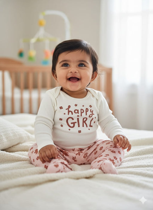 Gerber 2-Piece Happy Girl Floral Onesie & Pants Set, 6-9 Months (624796 G01 NB5 6/9)