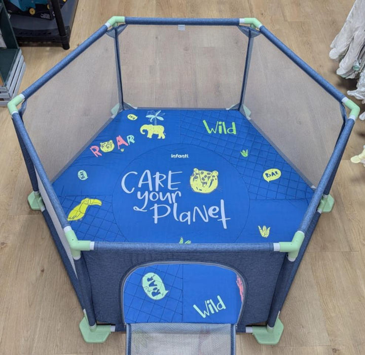 New & Assembled Infanti Care for Your Planet Playard, Navy