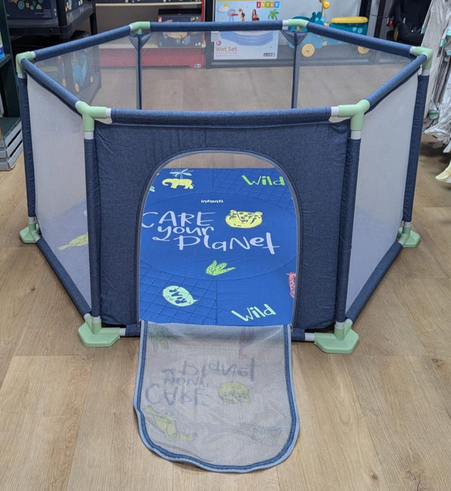 New & Assembled Infanti Care for Your Planet Playard, Navy