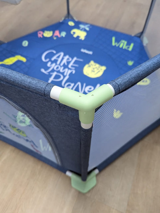 New & Assembled Infanti Care for Your Planet Playard, Navy